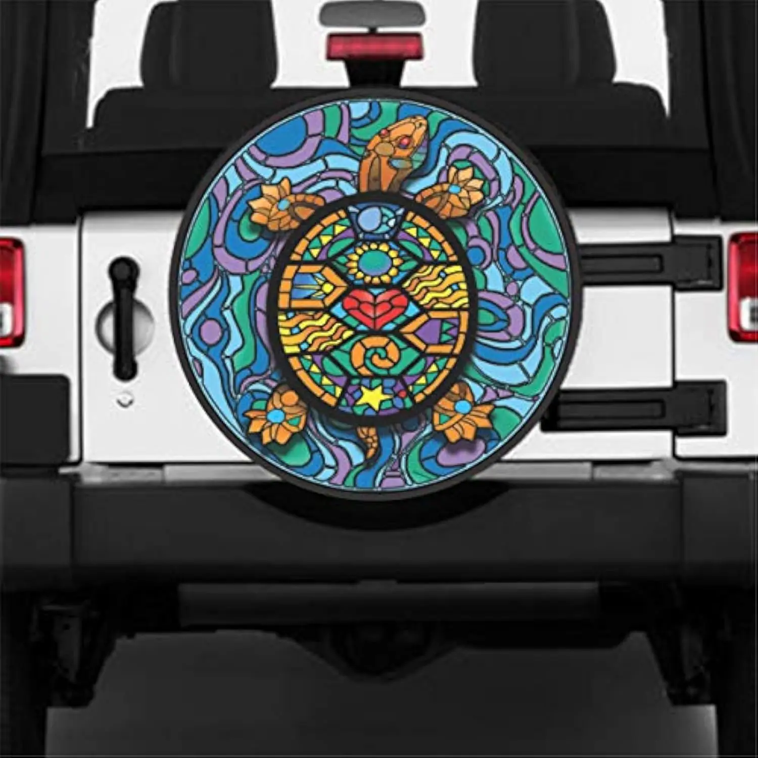 Tribal Turtle Sea Life Thick Spare Tire Cover Polyester Backup Camera Compatible Custom Size