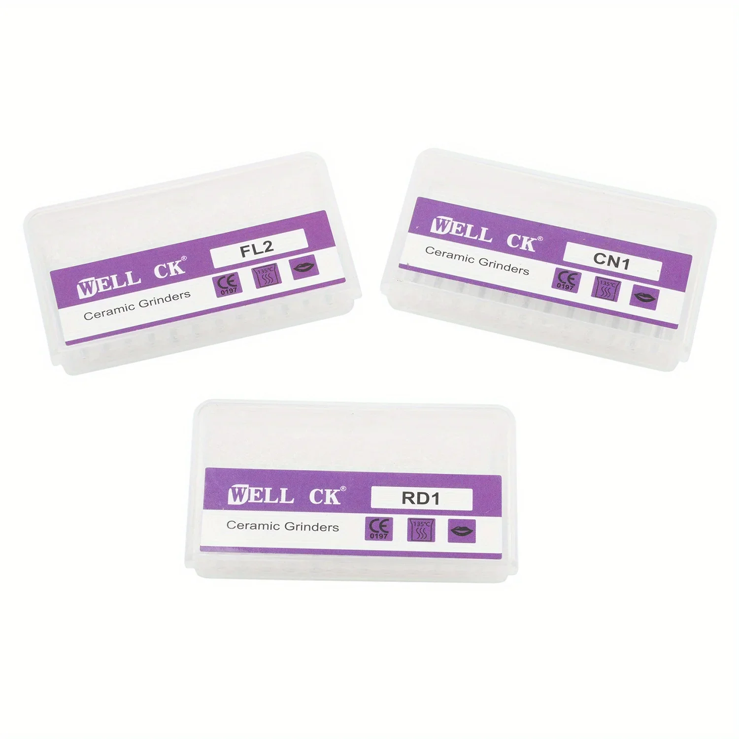 12pcs/box Dental White Stone CN1 FL2 Polishing Burs for Finishing Porcelain Enamel & Composite Resin Flame/Cone/Round Shape ﻿
