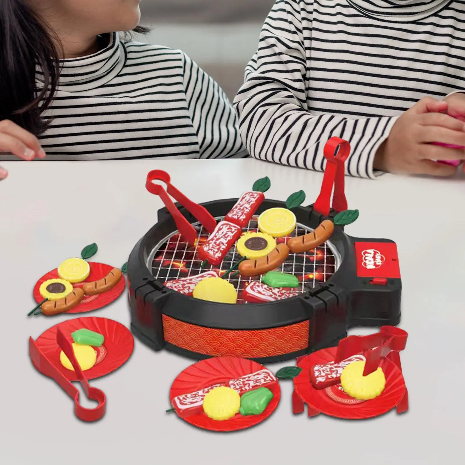 

Игровой набор для барбекю и гриля, обучающая игрушка, имитация готовки, игрушка с реалистичным звуком и едой, переворачивающийся подарок на день рождения, 47 шт.