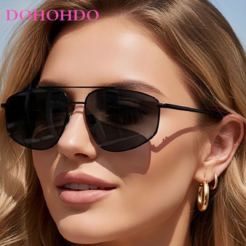 

Vintage Classic Twin Bridge Pilot Punk Sunglasses Trendy Brand Designer Metal Men Sunglass Driving Shade Eyewear Ladies UV400