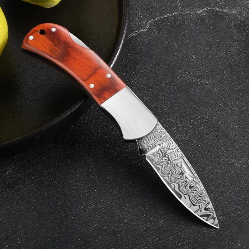 سكين دمشقي خارجي محمول ، متعدد الوظائف ، حاد ، قابل للطي ، صلابة عالية ، فاكهة منزلية ، دمشق