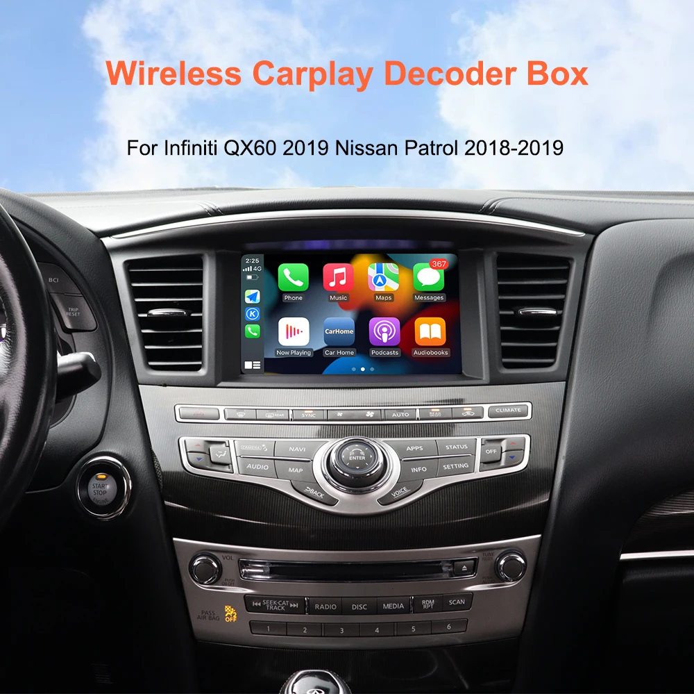 Bonroad Wireless CarPlay-Modul für Infiniti QX60 2019 Nissan Patrol 2018-2019 Android Auto Decoder Box Mirror Link Airplay – Detail 1
