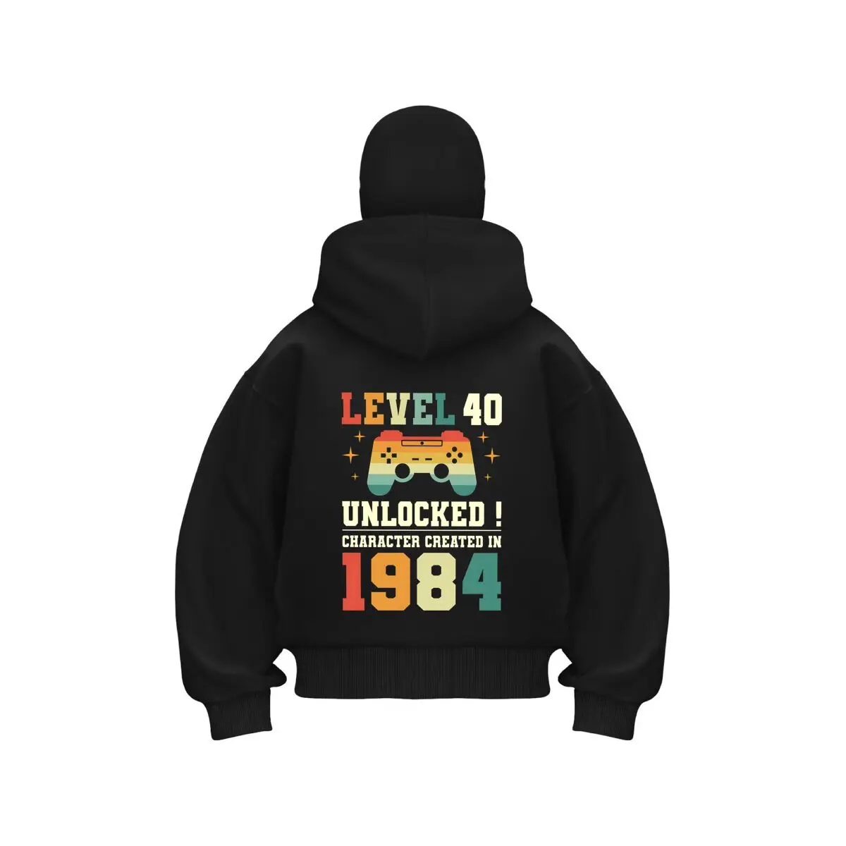 Level 40 Gaming - Inspired, 'Level 40 Unlocked 1984' Gamer Text Design Men's Double Hood Balaclava Zip Hoodie Winter Warm