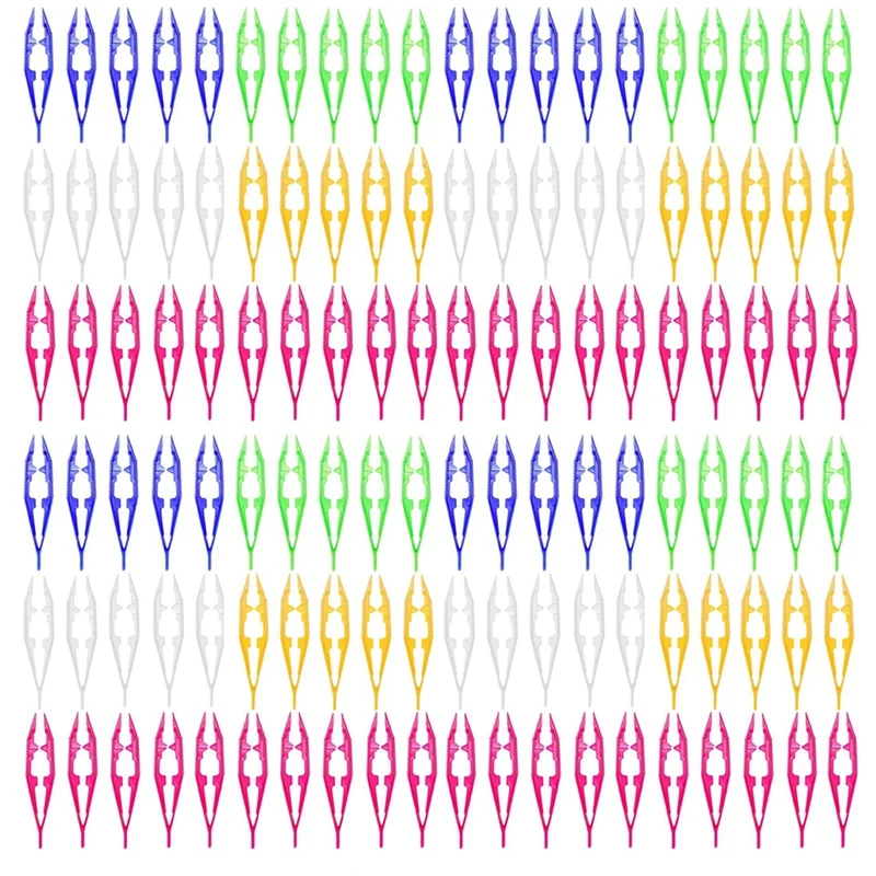 120Pcs Plastic Tweezers For Kids Beads Projects Craft Science Forceps Tools School Use DIY Crafts Jewelry Making