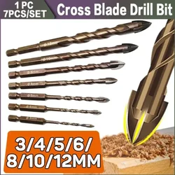 STONEGO Lengthen Cross Hex Tile Bits Glass Ceramic Concrete Hole Opener Alloy Triangle Drill Size 3/4/5/6/8/10/12 Mm