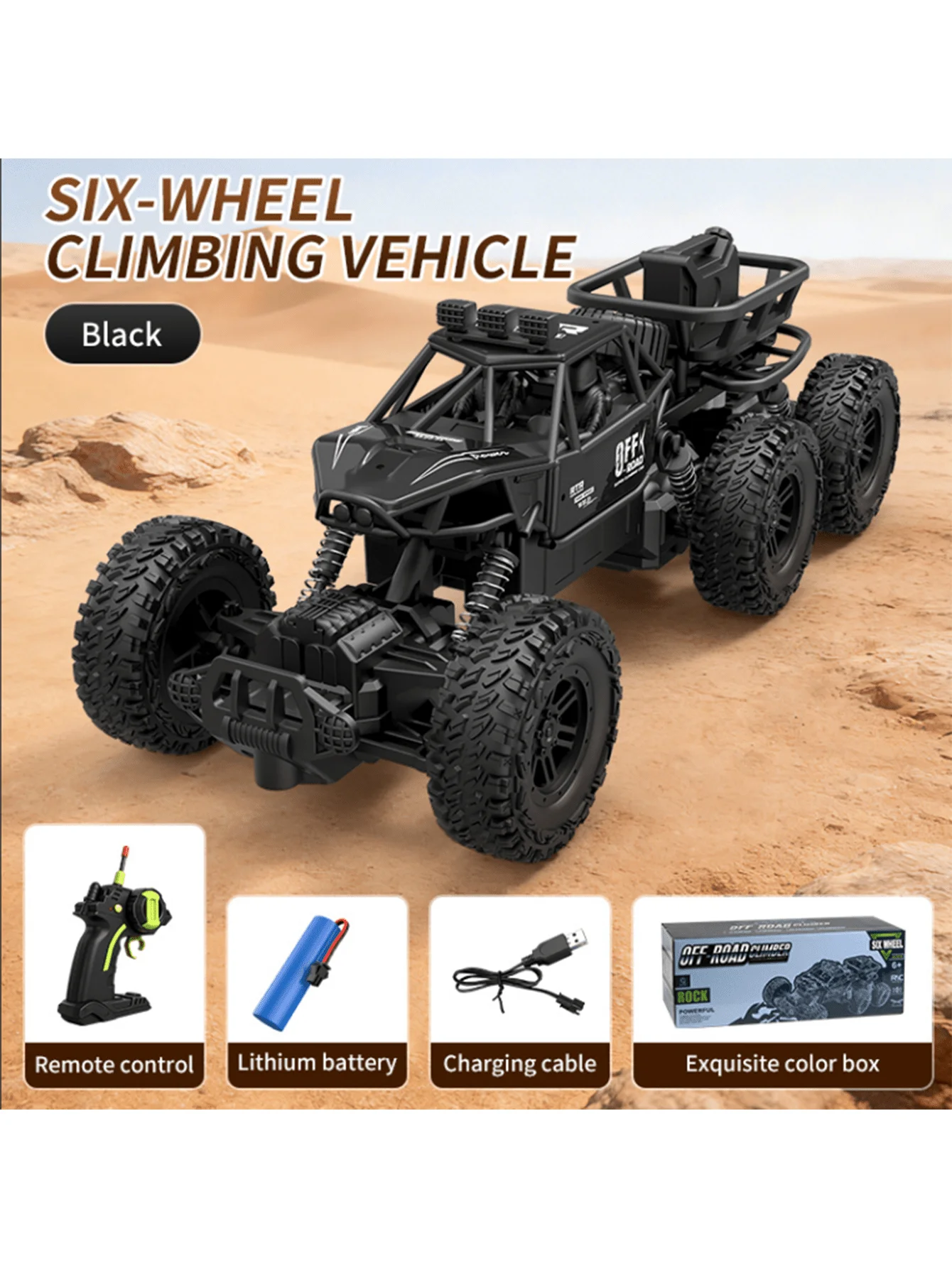 

6WD RC Off-Road Monster Truck All-Terrain High-Speed Crawler Racing Car Collision-Resistant Indoor Outdoor Kids Gift