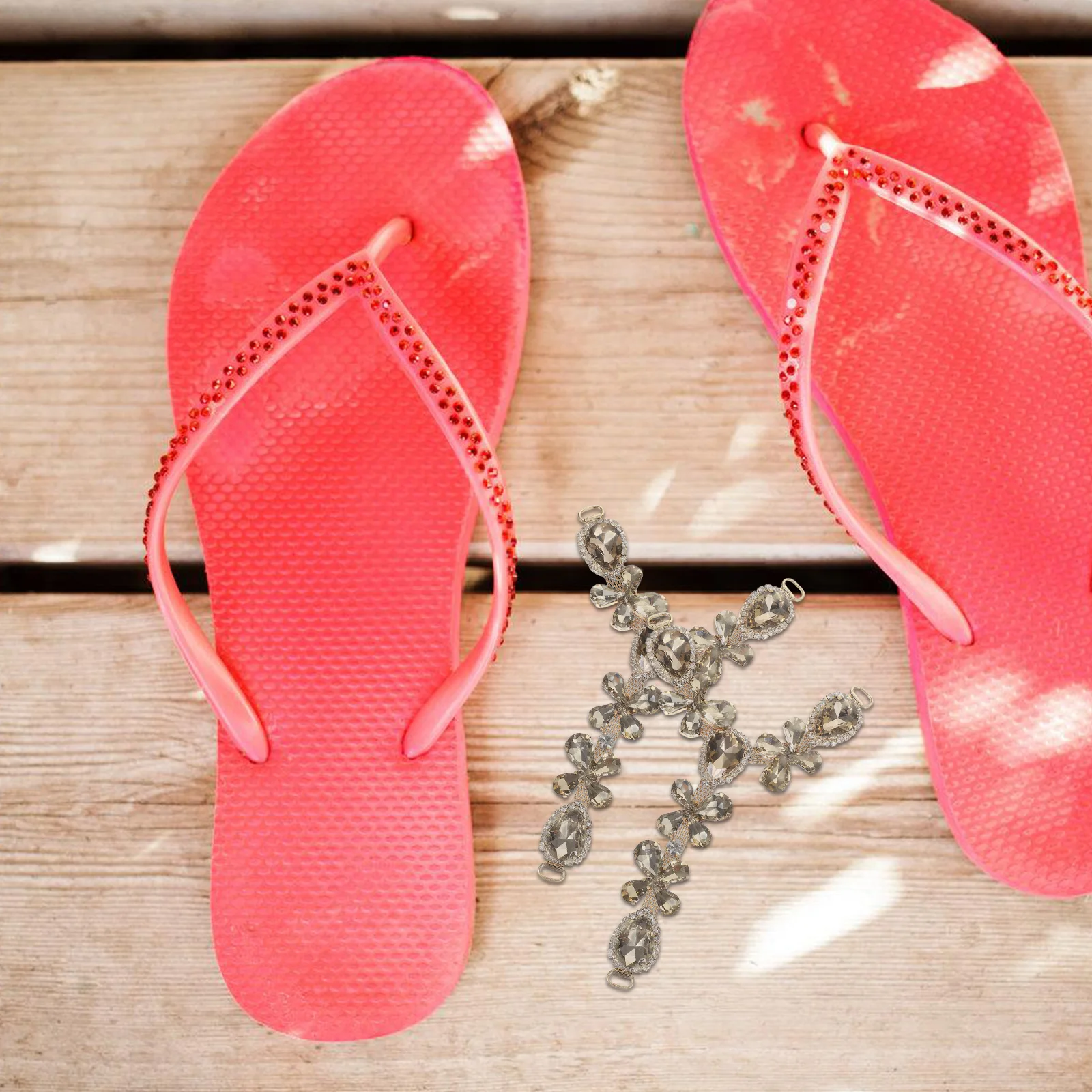 

2pcs Beach Shoes Decorative Chains Zinc Alloy Accessories Durable Non Slip Sandal Decorations Shoe Charms Women Toe Charm