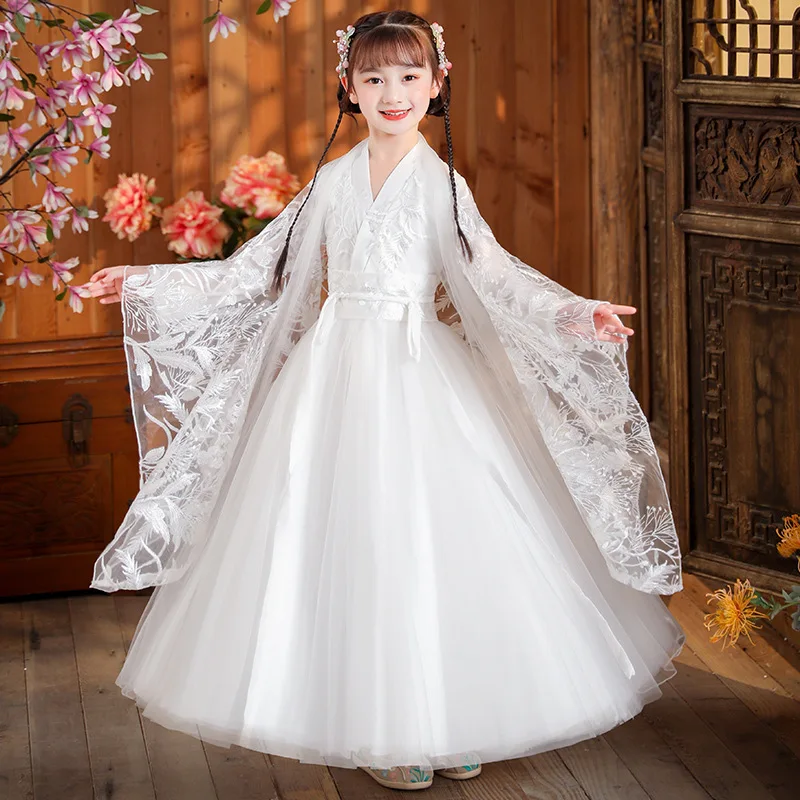 Chinese Style Traditional Hanfu Cosplay Kids Princess Costume Dresses Improved Fairy Elegant Beautiful Girl Asian Retro Fashion