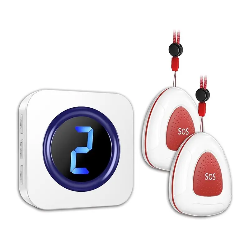 B04B-IP55 Waterproof Wireless Caregiver Pager System SOS Call Button Nurse Alert For Home/Elderly Patient-EU Plug