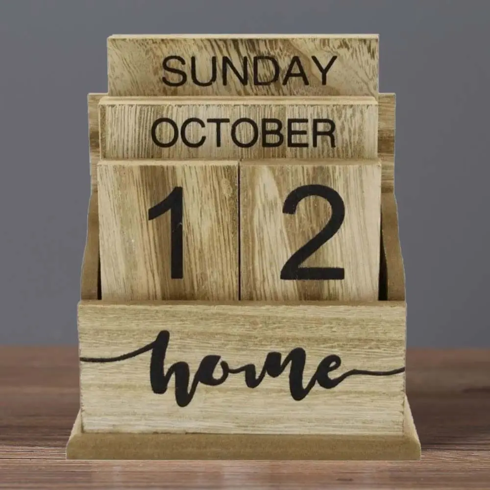 

Aesthetic Wooden Perpetual Calendar Cactus Manual Desk Calendar Ornament Reusable Home Decoration Date Display Ornament Office