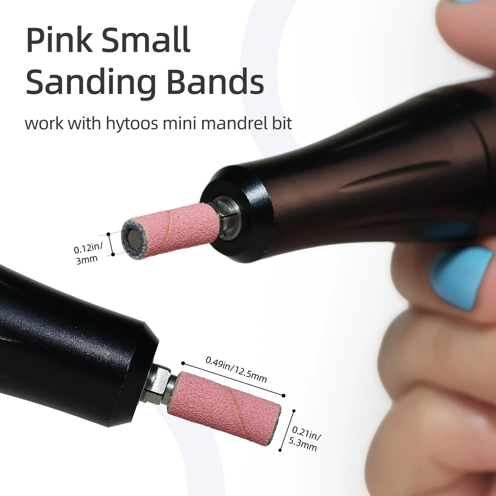 HYTOOS 3mm Mini Sanding Bands Kit for Electric Nail Drill File 2 Grid 80pcs Polishing Nails Removel Gel Tool without Mandrel Bit