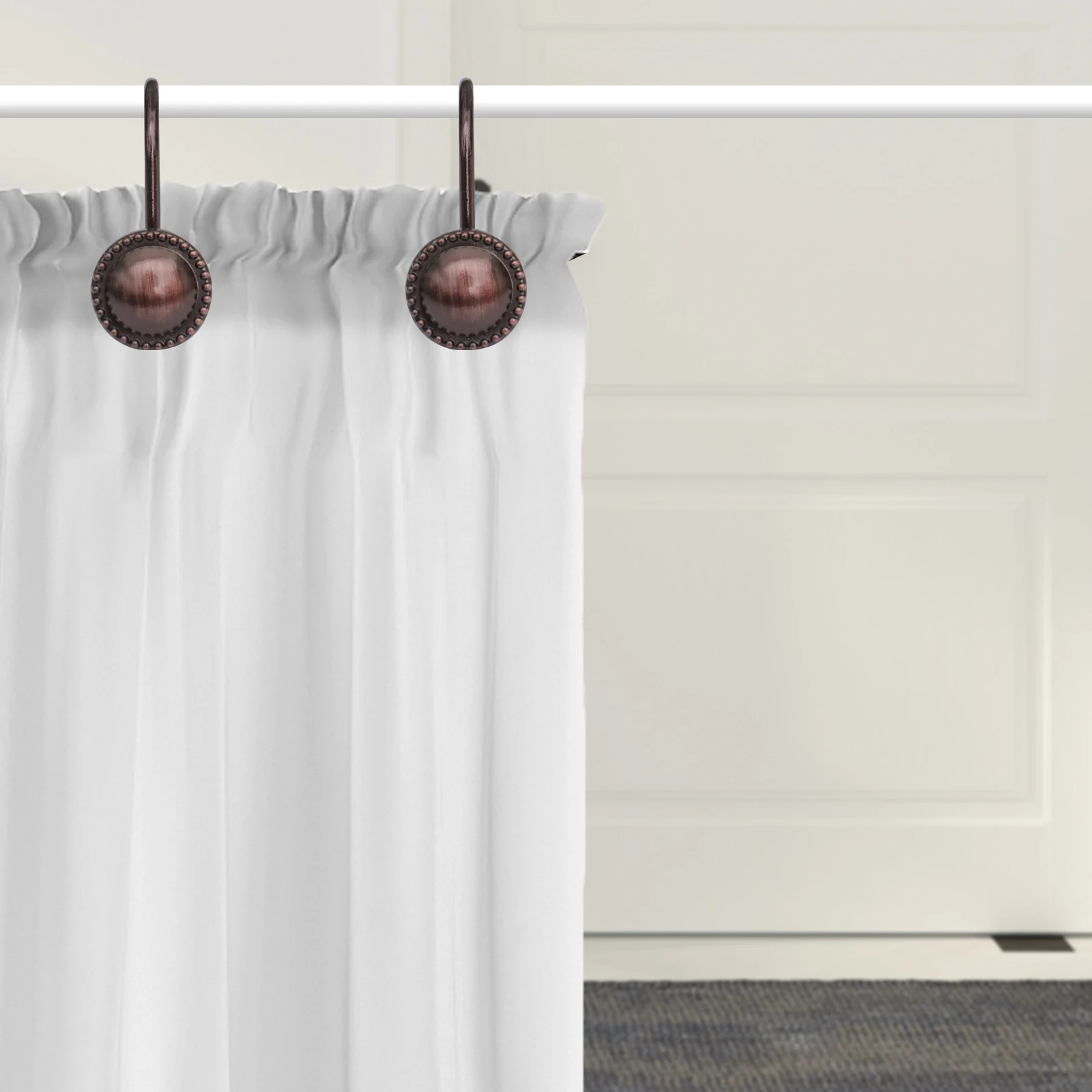 

10PCS Zinc Alloy Hooks Sturdy Shower Curtain Hanging Accessories Retro Decor Home Hardware Easy Install Remove