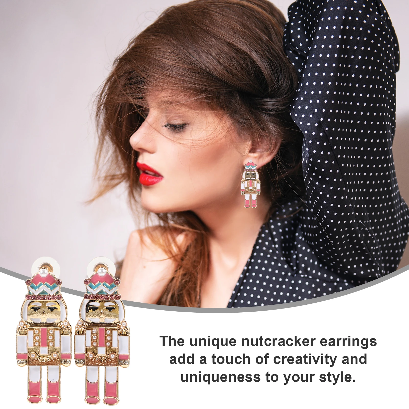 

Nutcracker Soldier Earrings Christmas Dangle Pearl Holiday for Women Bling New Year Fashion Jewelry Accessories