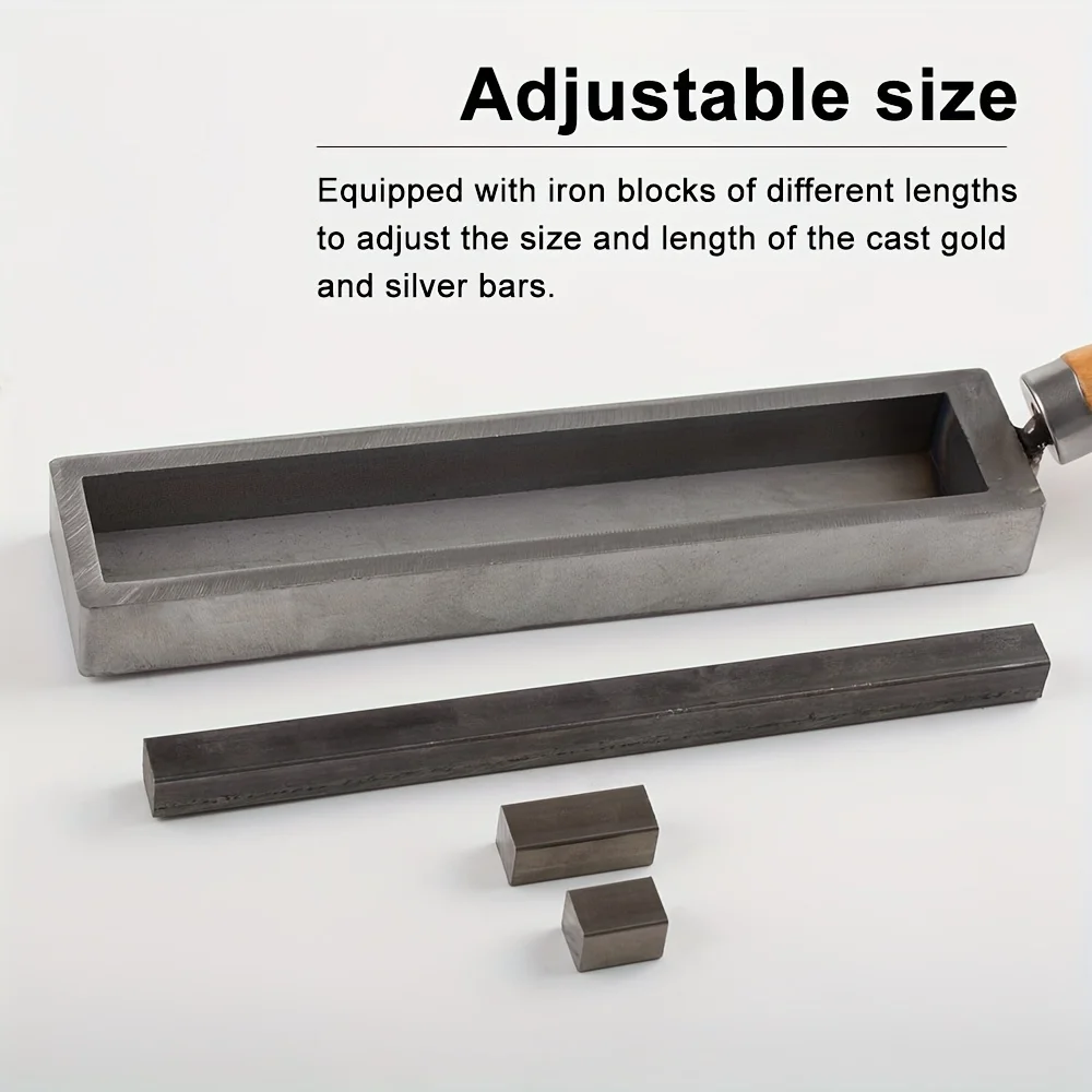 Metal Cast Ingot Mold Metal Cast Ingot Mold Silver Gold Bar Ingot Casting Mold with Wood Handle Metal Iron