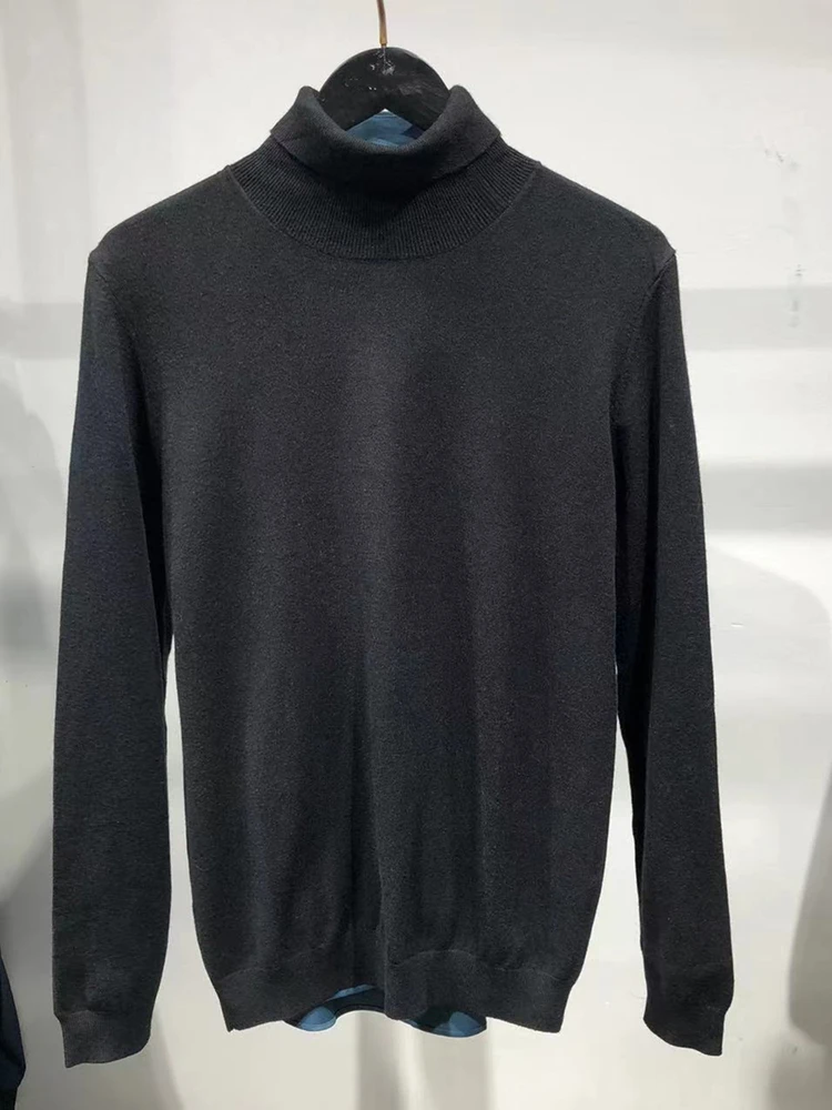 

High-Ne Men's Sweater Thi Woolen Soft Comfortable High-End ey Casual Sle Inner Wear Long Sve Warm Breathable Elastic