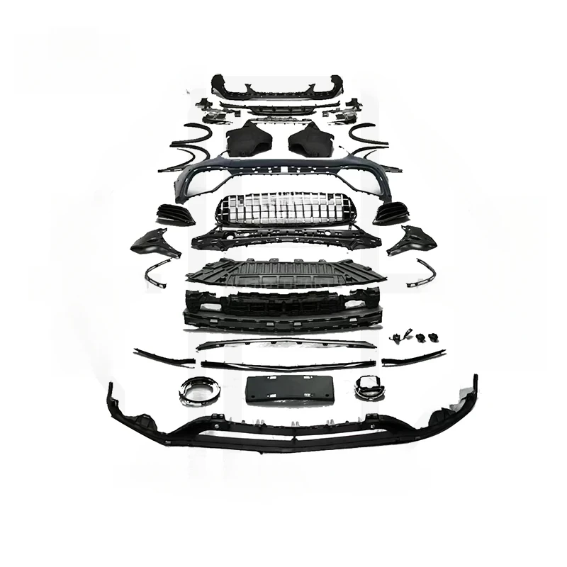 High Quality PP Material Unpainted Body Kit Fit For GLC63 2020 Front Bumper Wheel Eyebrows Rear Diffuser Exhaust Pipes Exterior