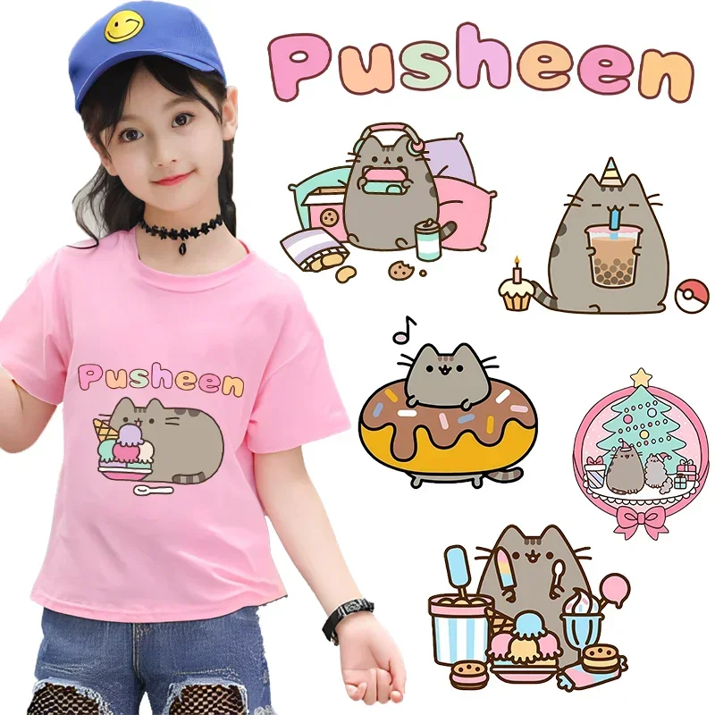 

Pusheens Cat Clothes Ironing Patches for Child Cartoon Girl Clothing Bag Sticker Anime DIY Shirt Iron on Applique Decor Kid Gift