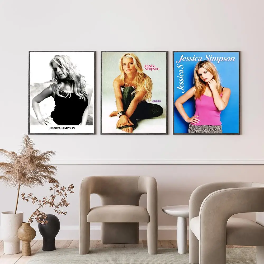 music Jessica Simpson Poster Poster HD Self-Adhesive Art Print Waterproof Wall Decor for Bedroom Living Room Decor Gift