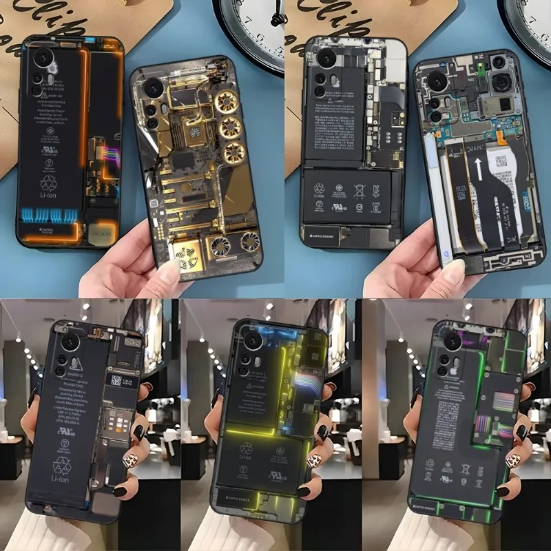 Inside Motherboard Circuit Board Phone Case For Xiaomi 13 12 11 9T 11T 9SE 11i Lite Ultra Note10 Poco F3 M4 GT Pro Cover