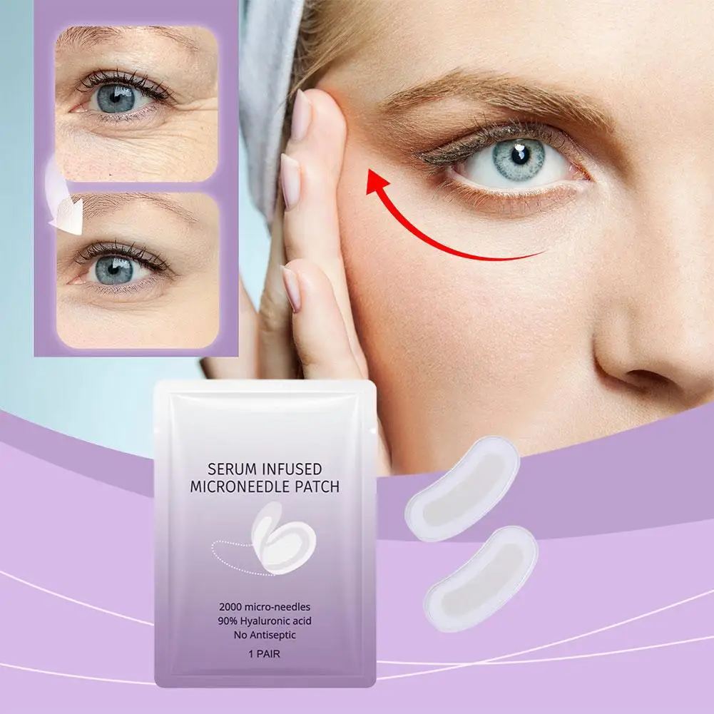 1pair Hyaluronic Acid Microneedle Eye Patches Mask For Anti Wrinkle Aging Dark Circles Moisturizing Under Eye Gel Pads Skin Care