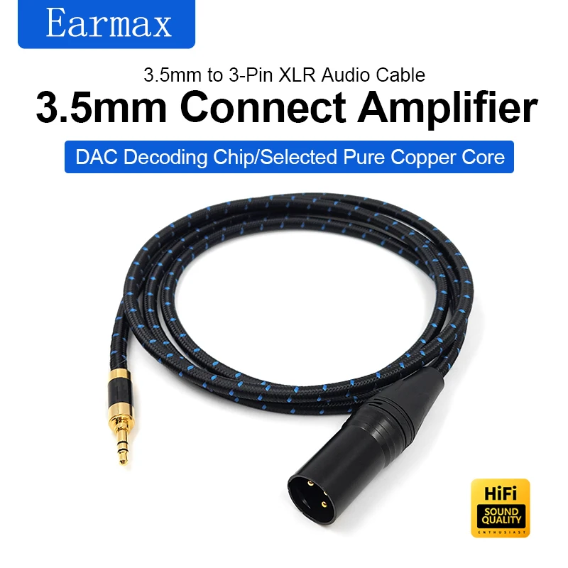 3.5mm to XLR 3-Pin Nylon Braided Cable For Computers Mobile Phones Laptops Tablets Amplifiers Audio Speakers and Mixing Consoles