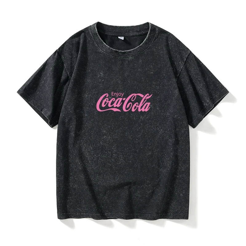 Camiseta Modern Brothers Coca-Cola, Diseño Colaborativo, Cuello Redondo, Talla Grande, Holgada, Ropa de Moda Femenina, NingGe