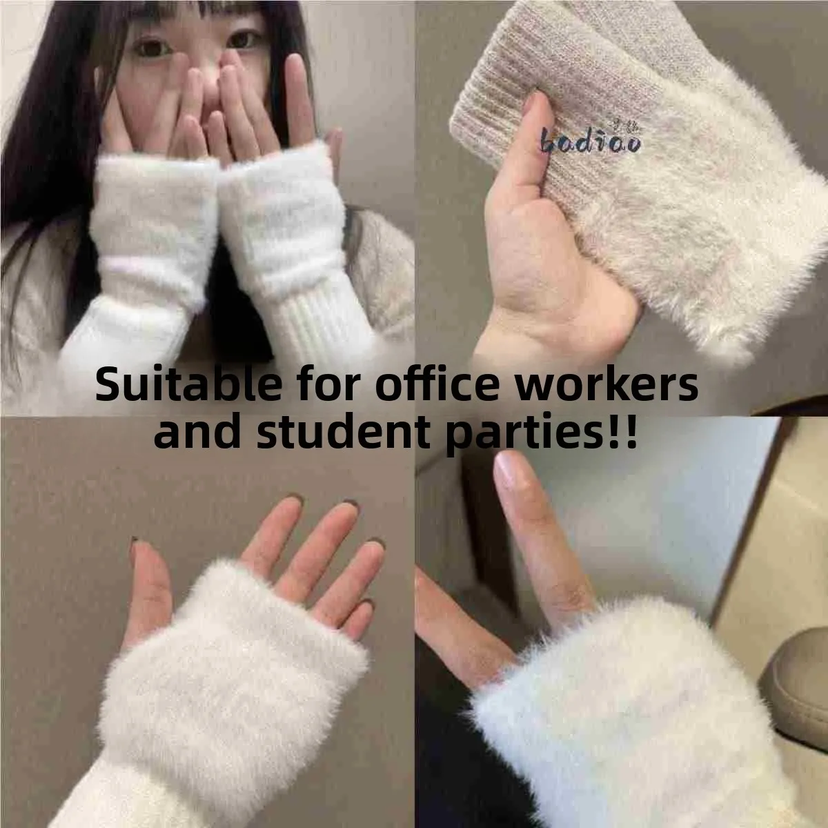 Sarung tangan mewah layar sentuh setengah terbuka untuk wanita di musim dingin, pelindung pergelangan tangan rajutan setengah potong wol yang hangat dan tebal