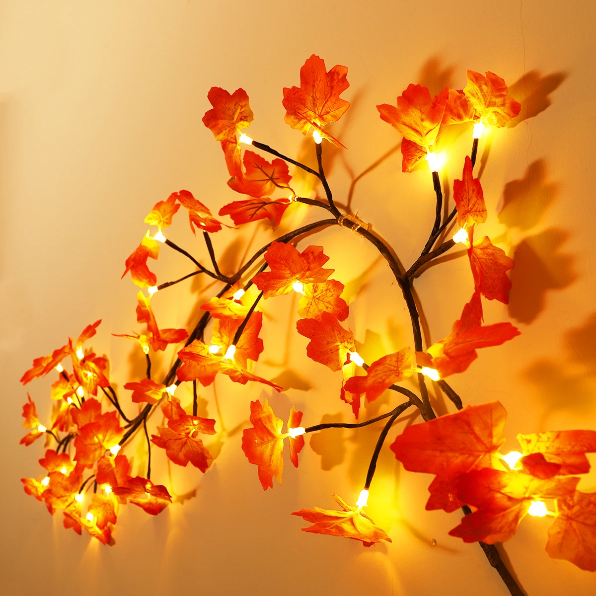 Luz de design dobrável de rattan simulado Luz de videira alimentada por USB adequada para parede, quarto, layout de cena de decoração de sala de estar