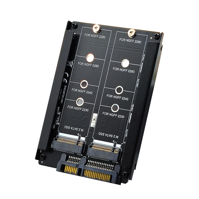 M.2 NGFF SSD para Cartão Adaptador SATA com Tomada de Gabinete, Metal Case, Dual B + M Key, 2.5 SATA, 6GB