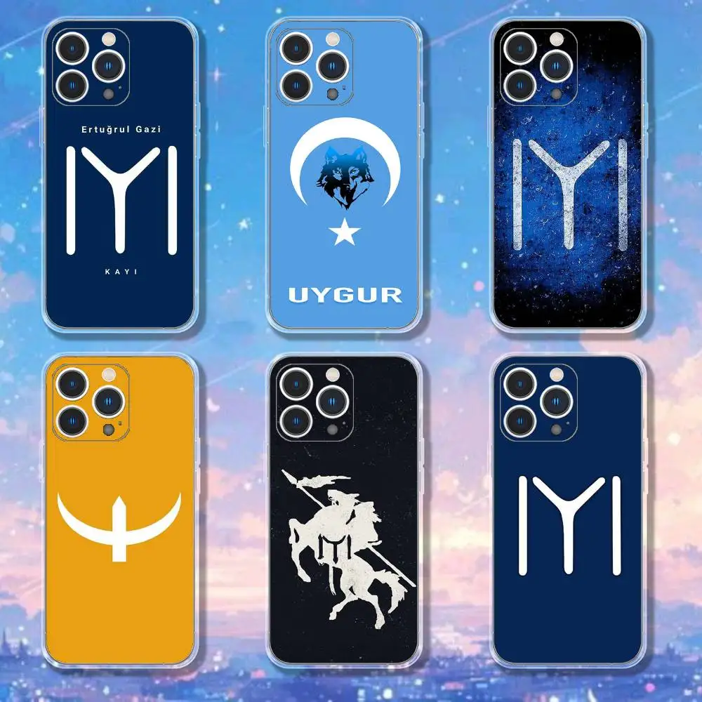 Casing HP Resurrection Ertugrul Kayi Flag untuk iPhone 17,16,15,14,13,12,11 Pro,Max,Plus,X,XS,XR,SE4,E Mini Transparan Soft Cover