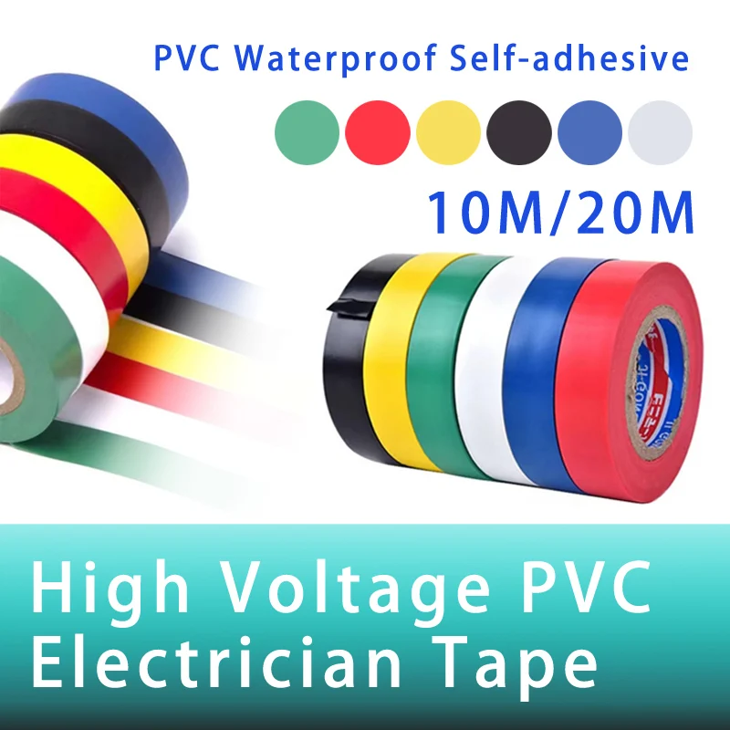 

10M/20M High Voltage PVC Waterproof Self-adhesive Electrician Tape Wire Flame Retardant Electrical Insulation Wire Wrapping