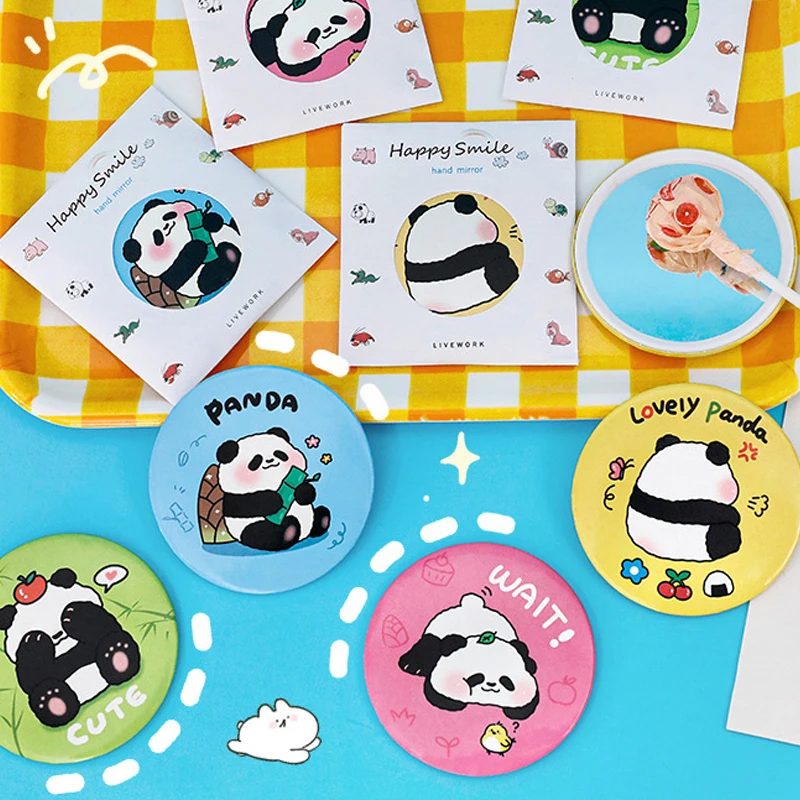 Kawaii Cartoon Panda Circular Mirror Stylish Versatile Portable Multifunctional Make-Up Mirror For Women Girls Birthday Gifts