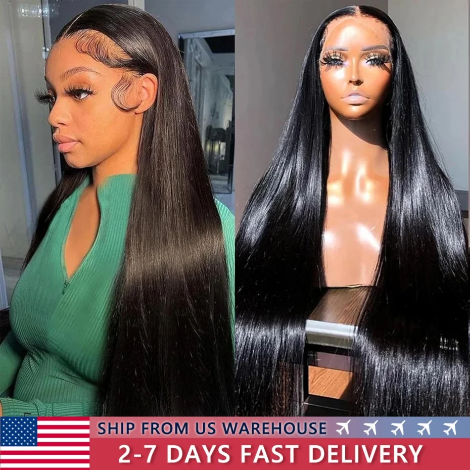 13x4 Lace Front Wigs Human Hair PrePlucked 13x6 Transparent Lace Straight Wig Natural Black Wig Long Hair 4x4 Lace Closure Wigs