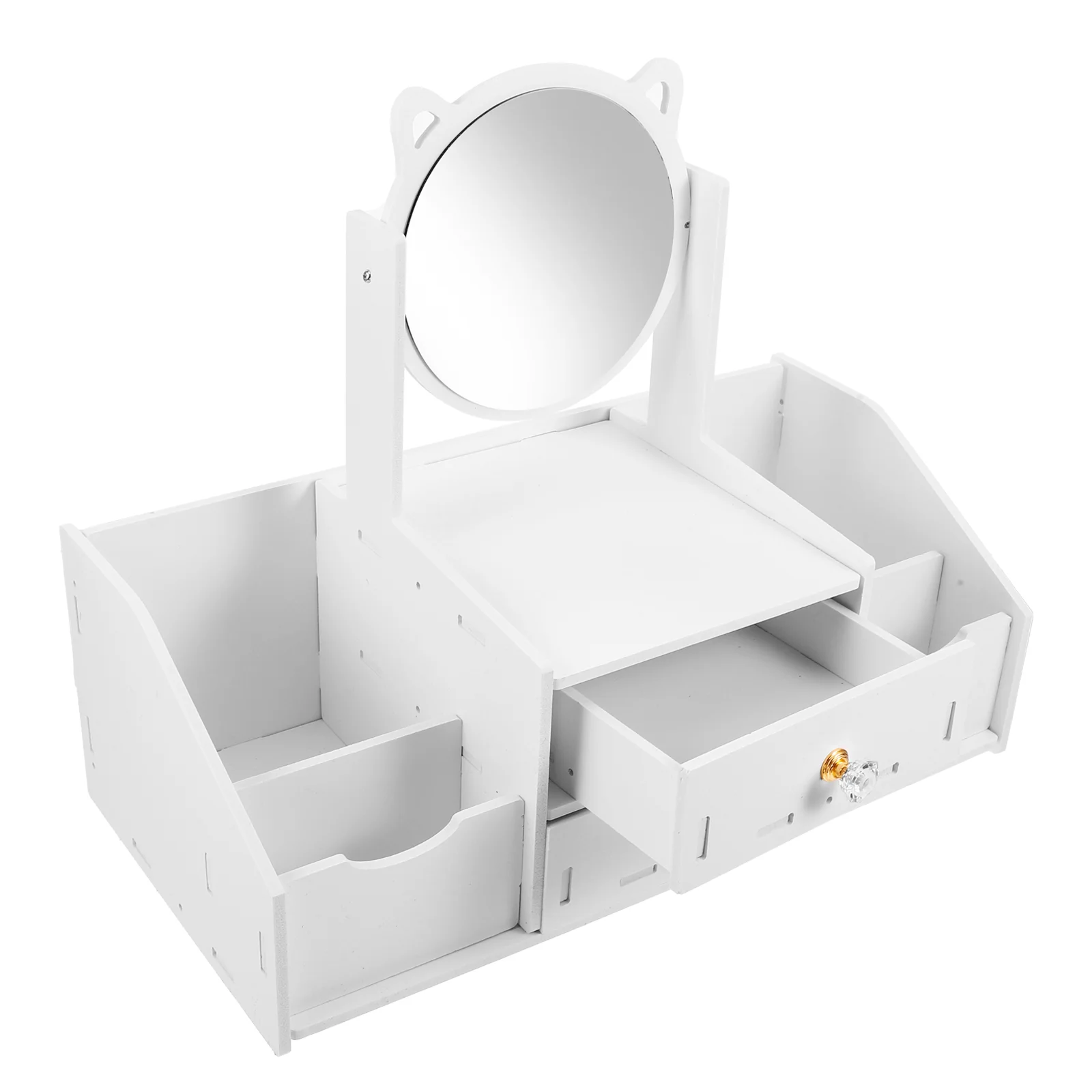 Caja de almacenamiento para tocador de baño, soporte de maquillaje, organizador de mesa, taburete de espejo de maquillaje, encimera de vidrio WPC