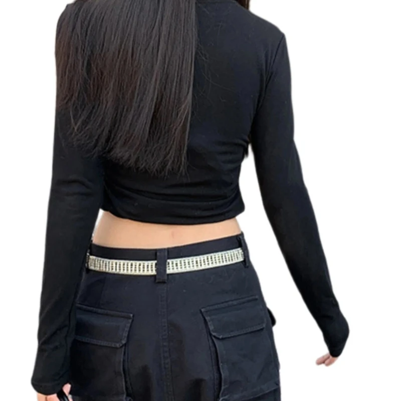 Crystal Waistband Punk Rhinestones Studded Belt Waistband for Girls DXAA