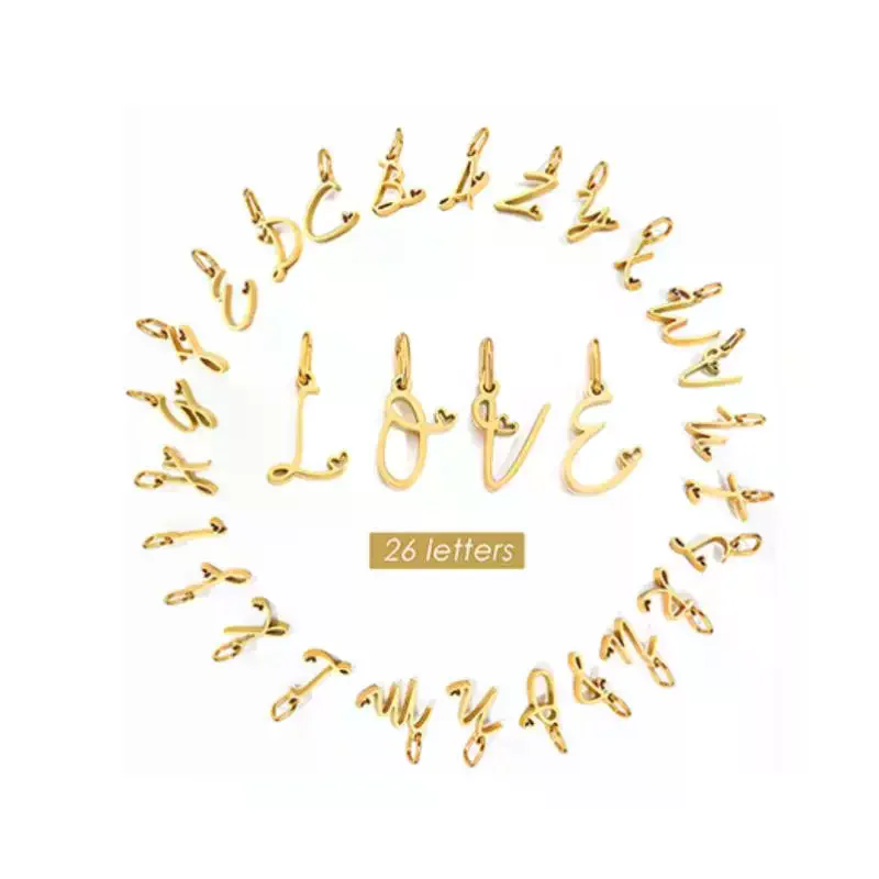 Personalized Initial Letter Alphabet Pendant Stainless Steel Accessories For Diy Necklace Bracelet Jewelry Making Charm Gifts