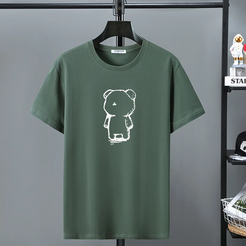 ビッグサイズ10XL 12XL tシャツ夏のtシャツの男性半袖コットンtシャツカジュアルo-ネックtシャツオスのクマプリントシャツクルーネック