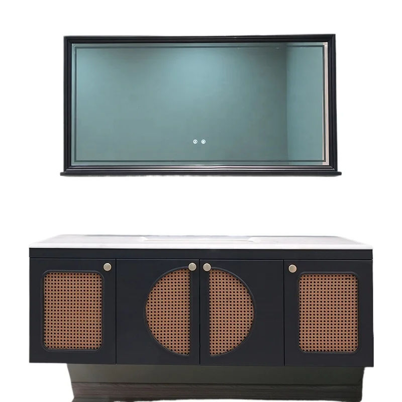 

Китайский винтажный комод для ванной комнаты из цельного дерева, раковина для ванной комнаты, комод с светодиодным зеркалом