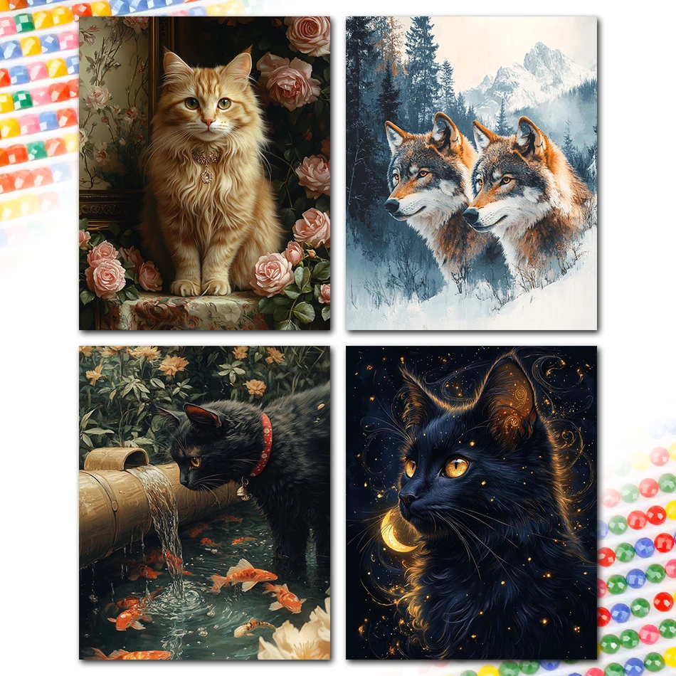 2026 Diamantmalerei-Set Katzen Stickerei Diamantmosaik Diamantkunst Zubehör Diamantmosaik-Gemälde-Set Bastelset Kristall