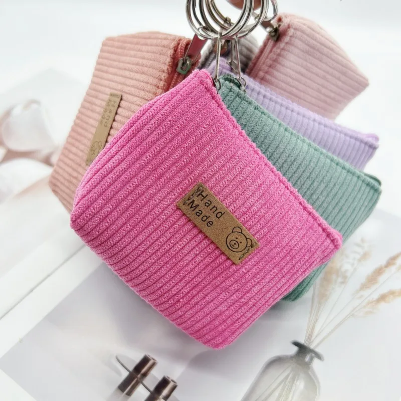 2/4PCS Random Color Corduroy Coin Purse Set Portable Mini Pouch Elegant Gifts for Women Travel Everyday Small Change Holders ZYF