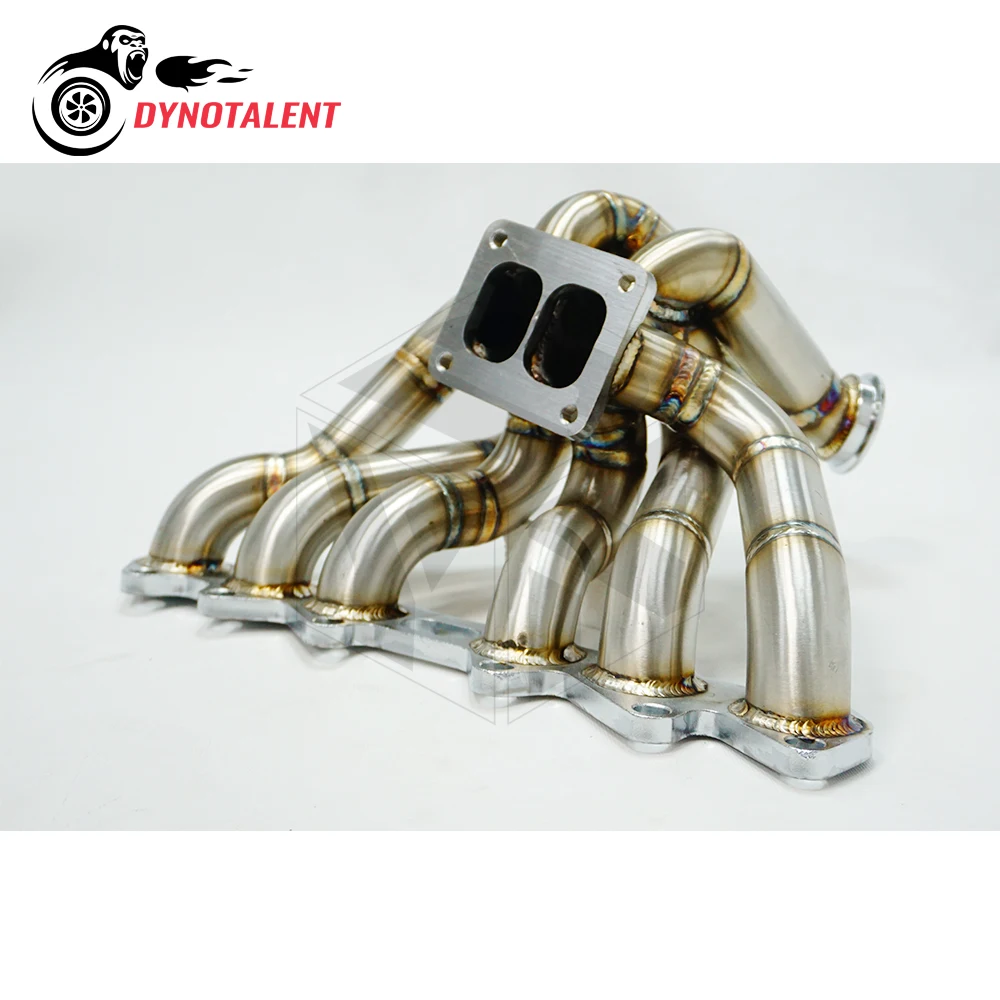 Dyn racing escovado 3mm tubo de vapor ss304 falnge t4 coletor de rolagem dupla para supra 2jzgte 2jz-gte 2jz 1993-1998