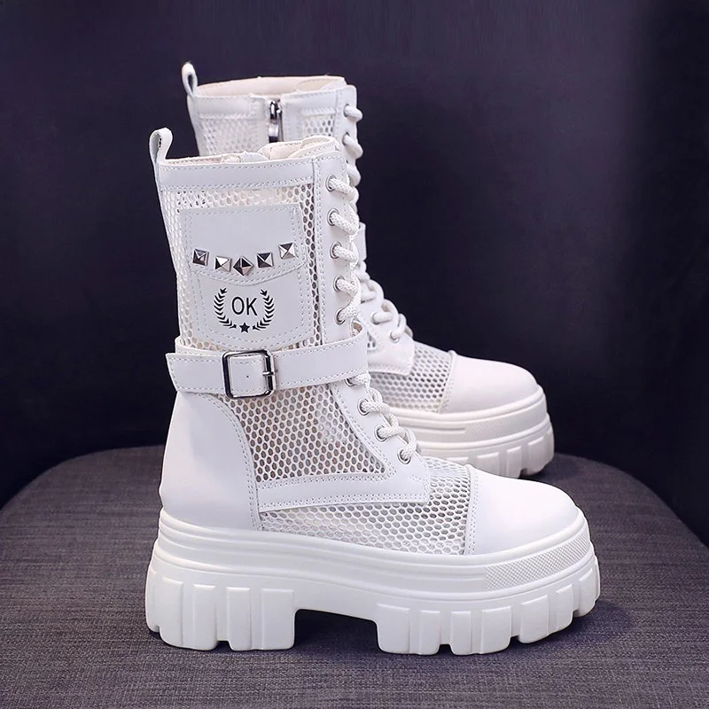 

Женские дышащие ботинки FAD Z на танкетке, летние, новые, повседневные, короткие, с круглым носком, на резиновой подошве