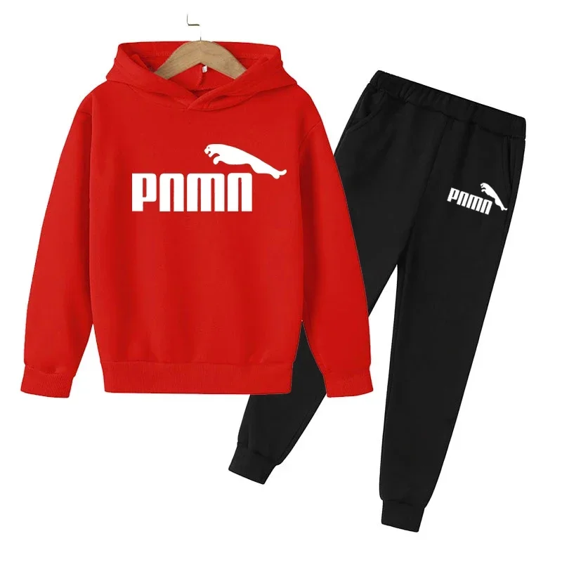 Enfants automne printemps tendance lettre imprimer 2 pièces sweat à capuche + pantalon survêtements 2-13 ans garçons filles tenues décontractées enfants vêtements ensembles