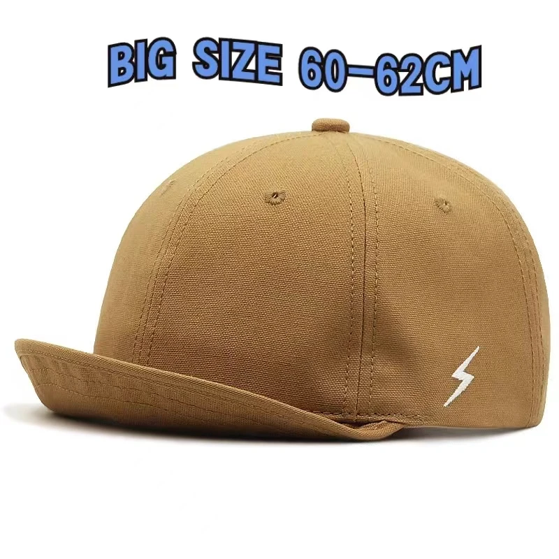 Large Size 5CM Short Brim Baseball Caps Men Women Soft Canvas Baseball Hat Hip Hop Up-turn Peak Snapback Hats XL60cm 63cm