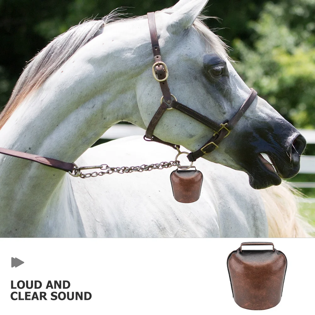 Lonceng Ternak Berat untuk Sapi dan Domba, Lonceng Logam Tahan Cuaca untuk Hewan, Suara Jernih, Kalung Gantung Leher, Besi Taman