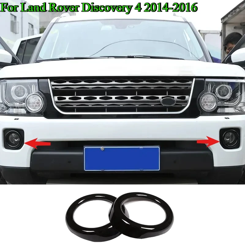 

For Land Rover Discovery 4 LR4 2014-16 Front Fog Light Lamp Cover Trim Ring Molding Modificatio Accessories ABS Glossy Black