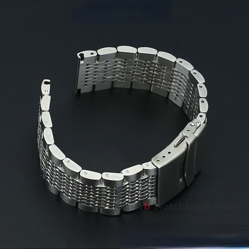 قسط الفولاذ المقاوم للصدأ حزام (استيك) ساعة 18 مللي متر 20 مللي متر 22 مللي متر 24 مللي متر شبكة أشرطة ساعات اليد الفضة الأسود المعادن سوار ساعة حزام للرجال النساء