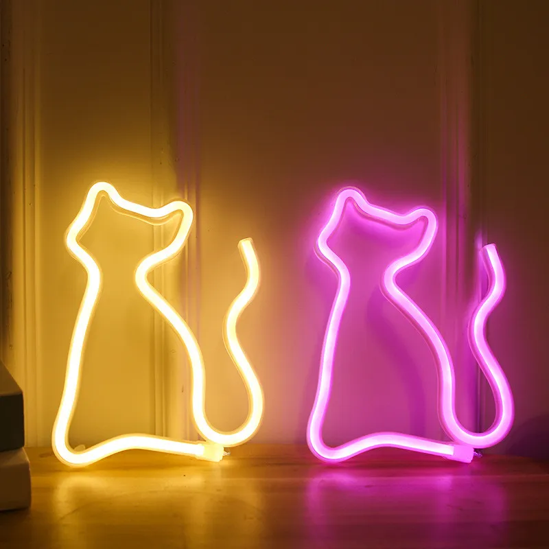 

Cat Shaped Neon Light USB Battery Light Holiday Decor Neon Night Light Led Lamp for Bedroom Decoration Wedding Party Decor Gift