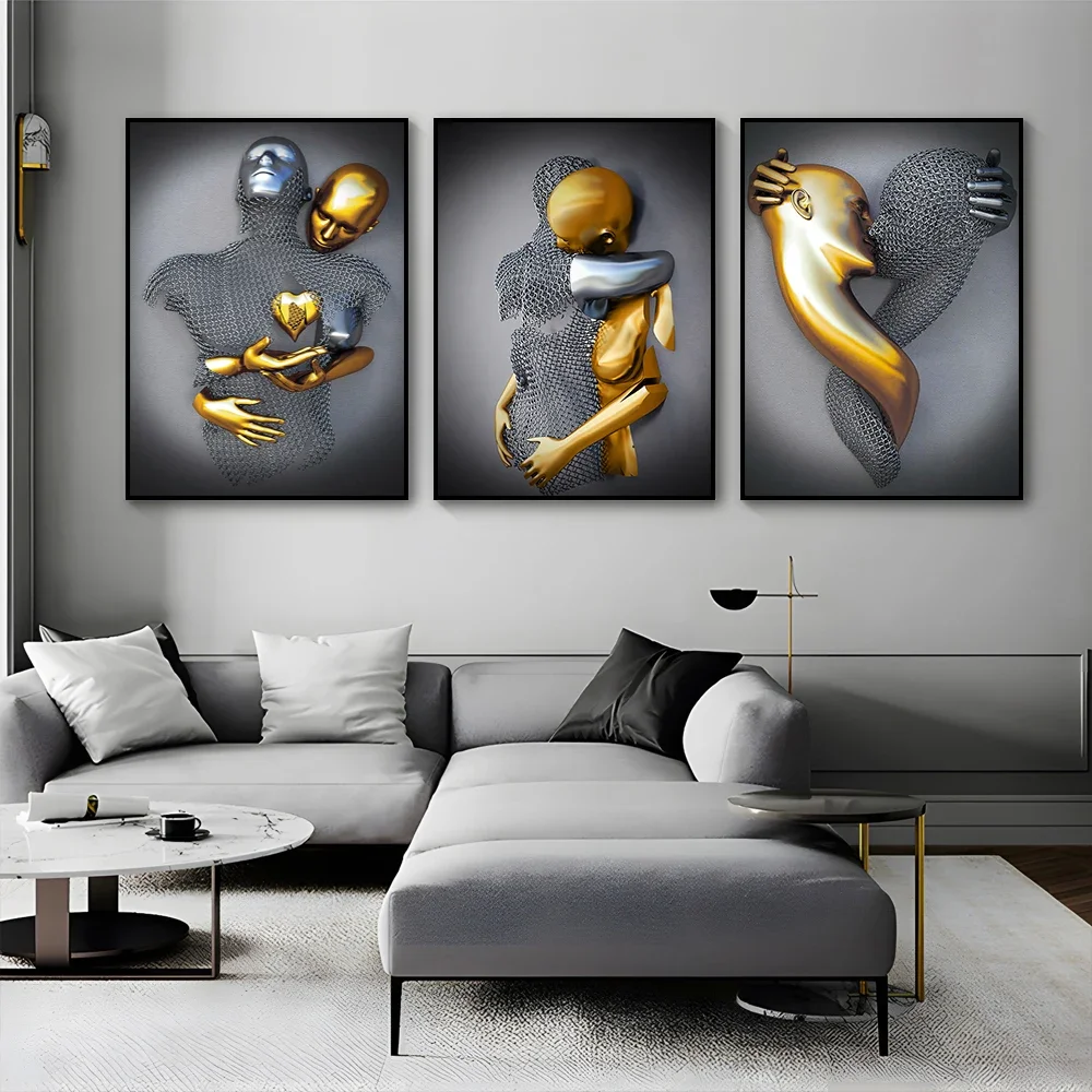 مجردة المعادن صورة الجدار ملصق فني زوجين الشمال البوب جدارية ديكور المنزل قماش اللوحة صورة طباعة غرفة المعيشة الديكور