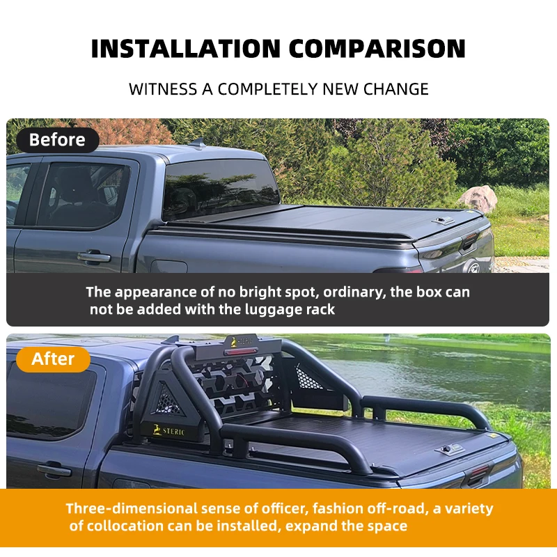 Multi-Functional Carbon Steel Roll Bar Screw Mounting Truck Bed Roll Bar for 4x4 Mitsubishi Isuzu Tacoma Tundra
